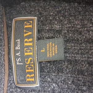 Jos. A Banks RESERVE Button Up Cardigan, Large, Dark Grey, Suede Elbow Patches